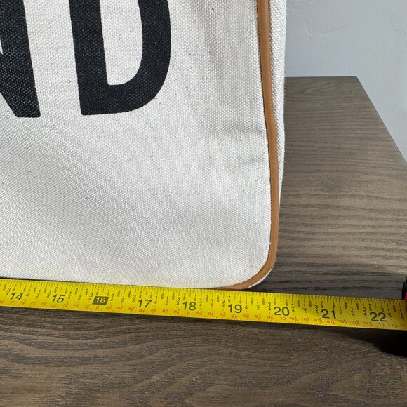 Weekend Vibes Canvas Tote Bag - Large Cream & Black Leather Handle Weekender - Picture 8 of 11